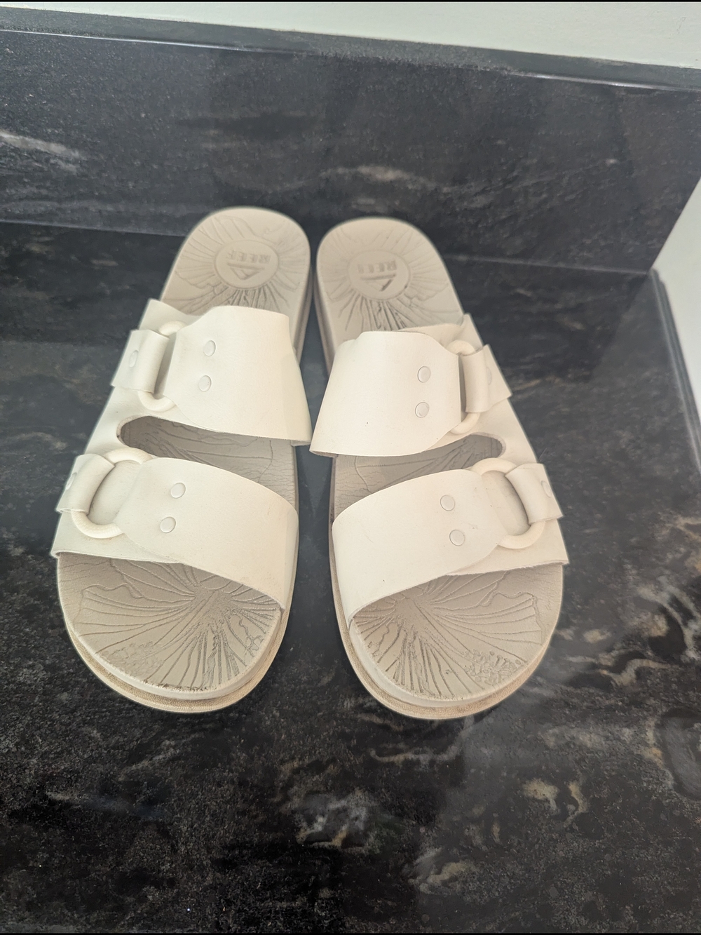 White Double-Buckle Slide Sandals